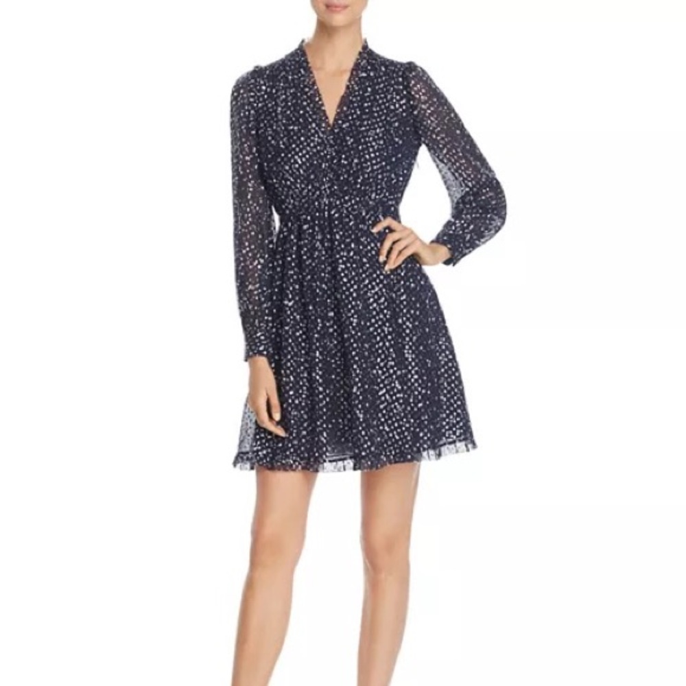 Kate Spade New York Night Sky Dot Metallic Print Silk Dress